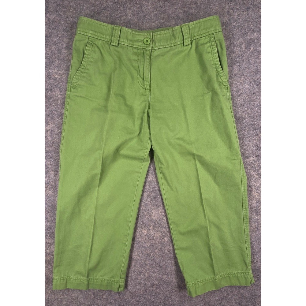 LL Bean Womens Green Cotton Chino Crop Pants Size 8 Regular 0 GYU7